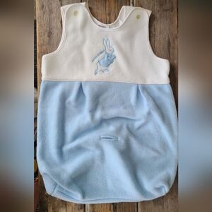 VINTAGE BEATRIX POTTER PETER RABBIT SZ LAYETTE VGUC BLUE BUNNY fleece bunting